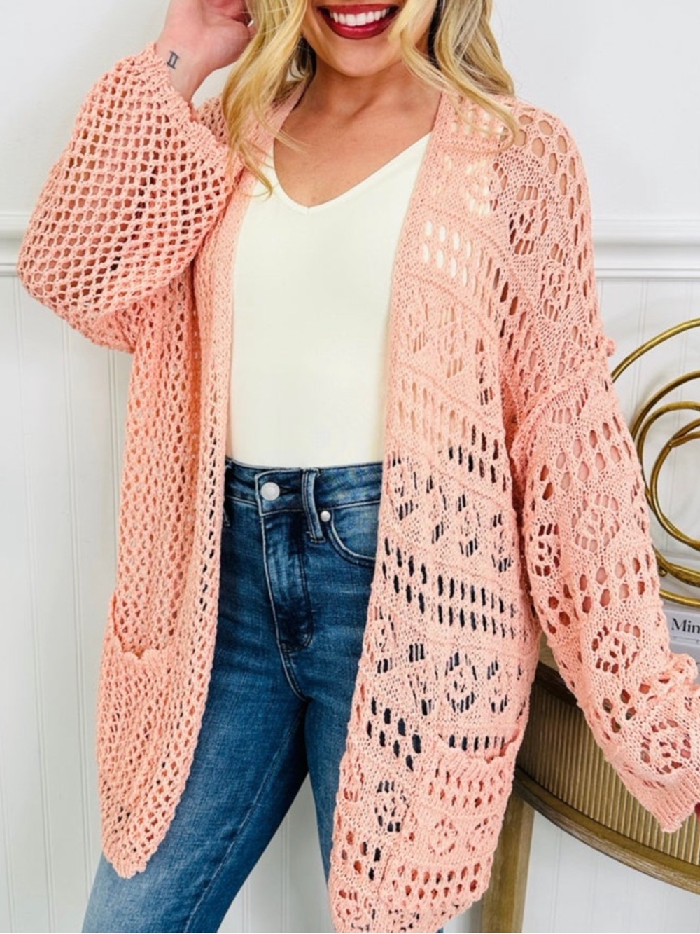 POL Lightweight Coral Cardigan